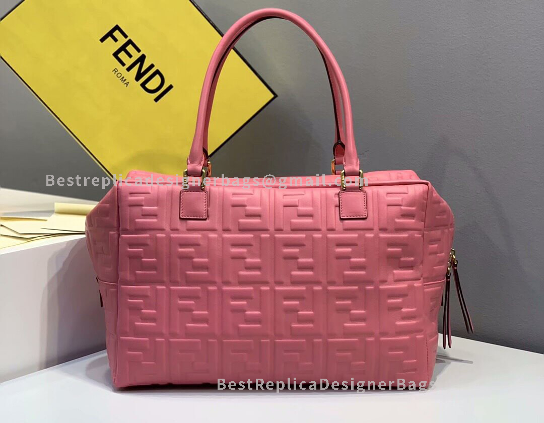 Fendi Large Pink Leather Boston Bag 0193